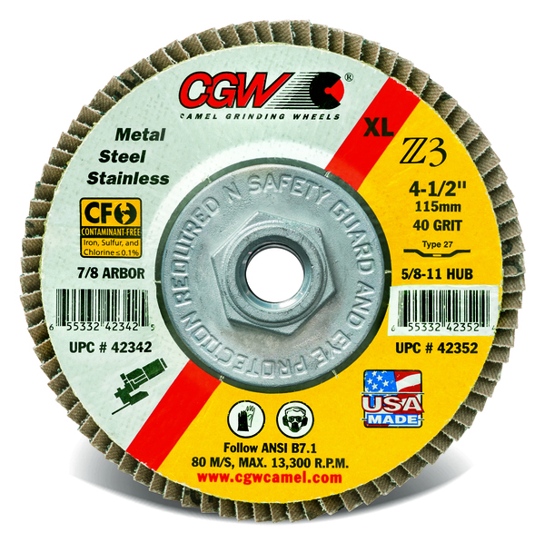 AB050-C42316 Flap Disc 4.5x5/8-11 T27 Z3 Reg 120G