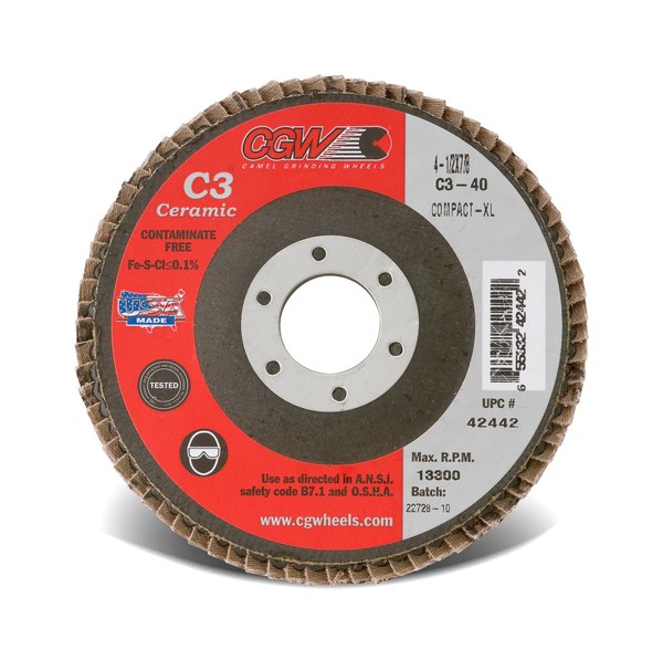 AB050-C42441 Flap Disc 4.5x7/8 C3 Cmpct Cer XL 36G