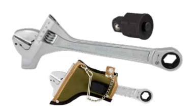 HT1-BBT10001 12" PROFERRED MINING ADJ. WRENCH W/ HAMMER, CHROME FINISH