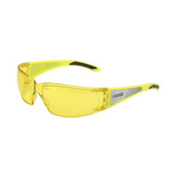 SF10-ERBSG-53A Reflect-Specs Amber HC/PC Lens, Hi Viz Yellow Temples with Silver Reflective Panel.