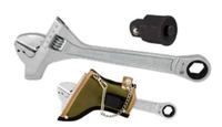 HT1-BBT10001 12" PROFERRED MINING ADJ. WRENCH W/ HAMMER, CHROME FINISH