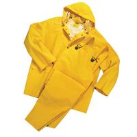 4035 Rain Suit, 3pc. - Jacket, Detachable Hood, Overalls. .35mm PVC/Polyester. Lg.