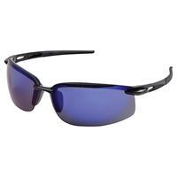 Overlander Black, Blue Mirror lenses, Retail Ready.