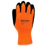 SF00-ERB22596 774-200 10 Gauge Brushed Acrylic Knit French Terry Sandy Latex Coated, Hi Viz Orange, MD.