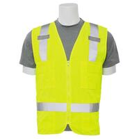S414 Type R, Class 2 Surveyor Multi-Pocket Safety Vest, Hi Viz Lime, XL.