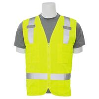 S414 Type R, Class 2 Surveyor Multi-Pocket Safety Vest, Hi Viz Lime, 2X.