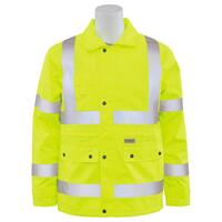 S371 Type R, Class 3 Rain Coat with 3M Reflective Material, Hi Viz Lime, 3X.