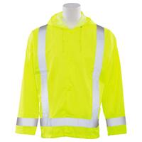 S373 Type R, Class 3 Oversized Rain Jacket with Attached Hood, Hi Viz Lime, 5X/6X.