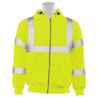 W375 Type R, Class 3 Zip Front Hoodie Sweatshirt, Hi Viz Lime, MD.