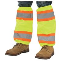 S487 Leg Gaiters with Contrasting Trim, Hi Viz Lime, OS, ANSI/ISEA 107 Class E.