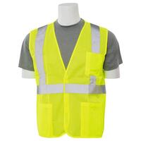 SF20-ERB61629 S362P Type R, Class 2 Economy Mesh Safety Vest with Pockets, Hi Viz Lime, MD.