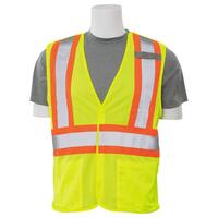 S322 Type R, Class 2 Mesh Break-Away Safety Vest with Contrasting Trim, Hi Viz Lime, 3X.