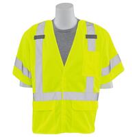 S661 Class 3 Break-Away Safety Vest with D-Ring, Hi Viz Lime, 4X.