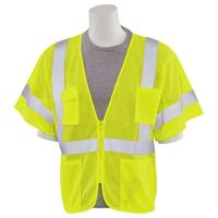 S663P Type R, Class 3 Mesh Zip Front Safety Vest, Hi Viz Orange, 4X.
