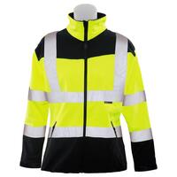 W651 Type R, Class 2 Fitted Women's Soft Shell Jacket with Black Bottom, Hi Viz Lime, LG.