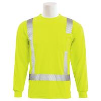 9007SEG Type R, Class 2 Birdseye Mesh Long Sleeve T-Shirt with Segmented Tape, Hi Viz Lime, 2X.