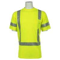 9206SEG Type R, Class 3 Birdseye Mesh Short Sleeve T-shirt with Segmented Tape, Hi Viz Lime, 2X.