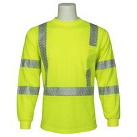 9207SEG Type R, Class 3 Birdseye Mesh Long Sleeve T-Shirt with Segmented Tape, Hi Viz Lime, 3X.
