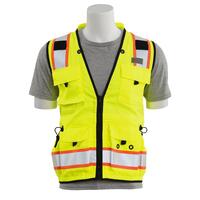 S252C Type R, Class 2 Deluxe Surveyor Safety Vest with Grommets and 15 Pockets, Hi Viz Orange, 4X.