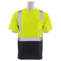 9006SB Type R, Class 2 Birdseye Mesh Short Sleeve T-Shirt with Black Bottom, Hi Viz Lime, 4X.