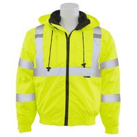 W510 Type R, Class 3 3-in-1 Bomber Jacket with Black Removable Fleece Liner, Hi Viz Lime, MD.