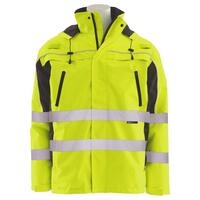 W570R Type R, Class 3 Ripstop Jacket with Lime Removable Fleece Vest, Hi Viz Lime, LG.
