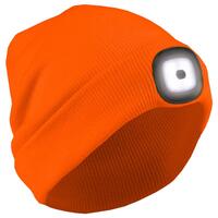 S109LED Knit Cap with LED Light, Orange, OS.