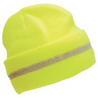 S109 Knit Cap with Reflective Stripe, Lime, OS.
