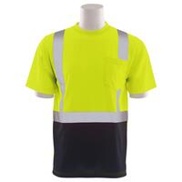 9601SB Type R, Class 2 Jersey Knit Short Sleeve T-Shirt with Black Bottom, Hi Viz Lime, MD.