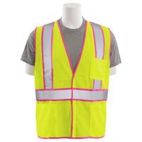 S730 Type R, Class 2 Unisex Mesh Safety Vest with Pink Trim, Hi Viz Lime, 5X.
