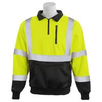 W379B Type R, Class 3 Quarter-Zip Sweatshirt with Black Bottom, Hi Viz Lime, 2X.