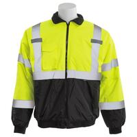 W105 Type R, Class 3 Bomber Jacket with Black Bottom, Polyfill, Hi Viz Lime, 3X.