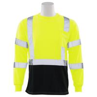 9802SB Type R, Class 3 Jersey Knit Long Sleeve T-Shirt with Black Bottom, Hi Viz Lime, XL.