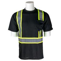 9006NC Non-ANSI Birdseye Mesh Short Sleeves with Contrasting Trim T-shirt, Black, SM.