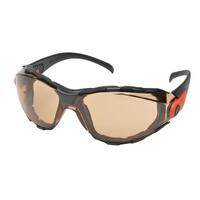 SF10-ERBGG-40BB50-AF Go-Specs EVA Foam Lined, 50% Copper Blue Blocker AF/PC Lens, Black Frame/Orange Accent.