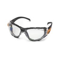 SF10-ERBGG-40C-AF Go-Specs EVA Foam Lined, Clear AF/PC Lens, Black Frame/Orange Accent.