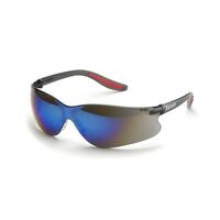 Xenon Blue Mirror HC/PC Lens, Black Temples/Red Tips.