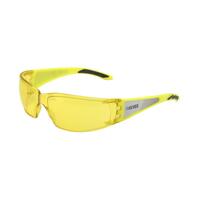 SF10-ERBSG-53A Reflect-Specs Amber HC/PC Lens, Hi Viz Yellow Temples with Silver Reflective Panel.